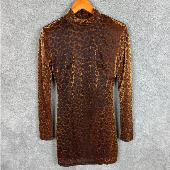 Dress The Population X Cosmopolitan Alex Dress Metallic Leopard Print Size M NWT - Picture 8 of 11